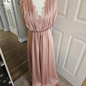 H&M Blush Pink Maxi Dress with Lace Bodice